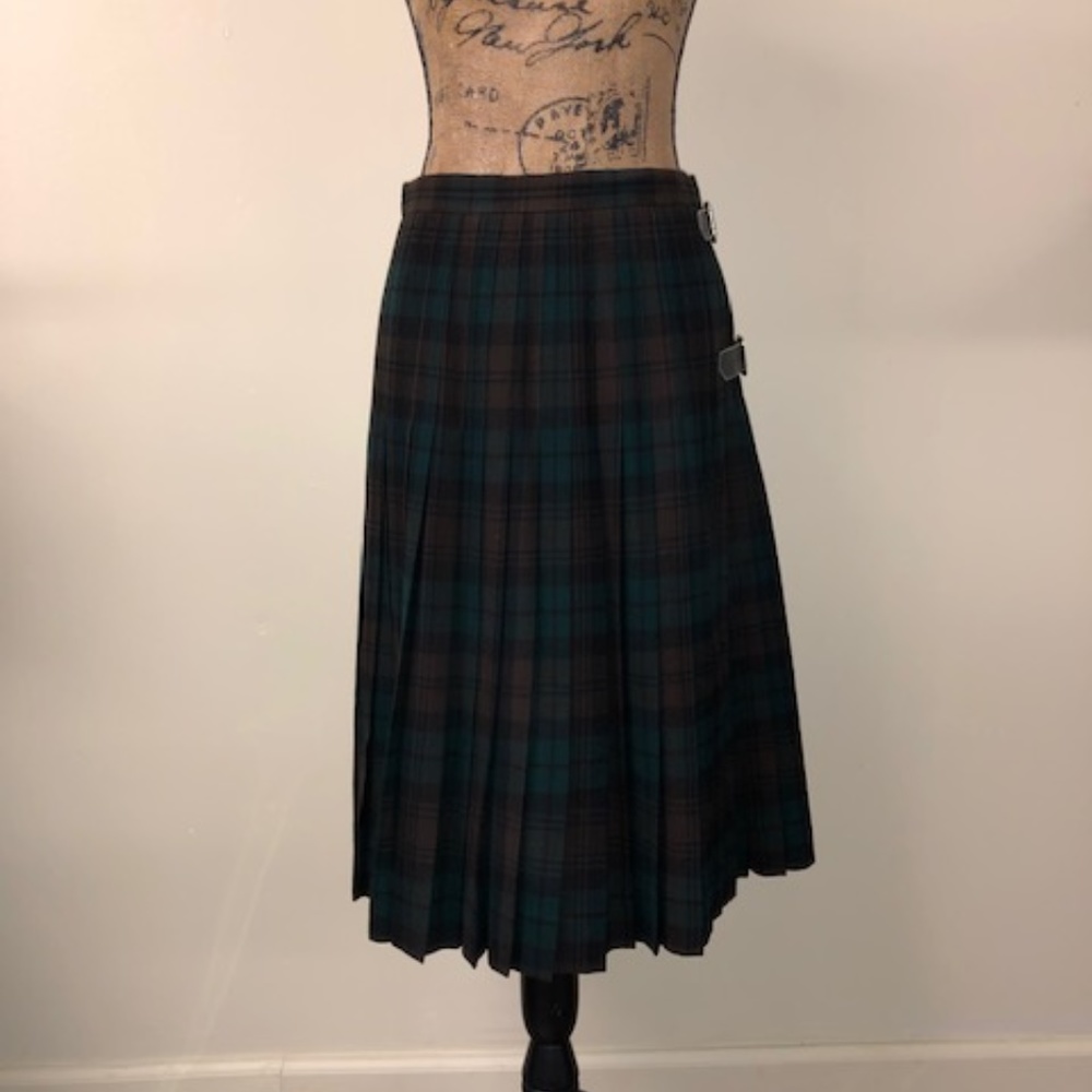 Vintage Green Plaid Burberry Skirt